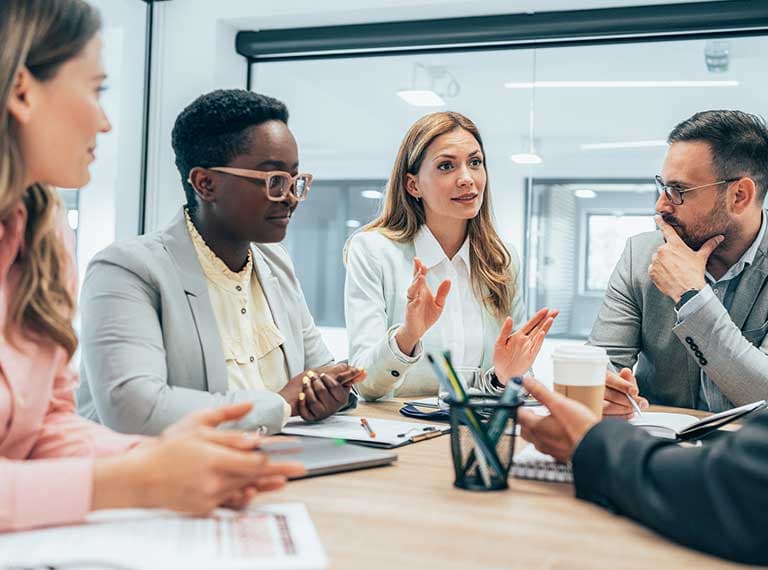 Women in leadership in meeting room