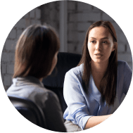 Two people in a meeting