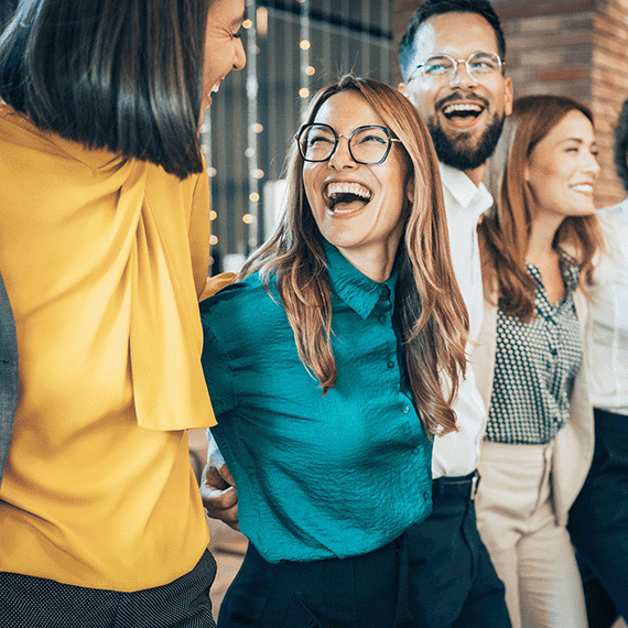 Group of happy smiling employees