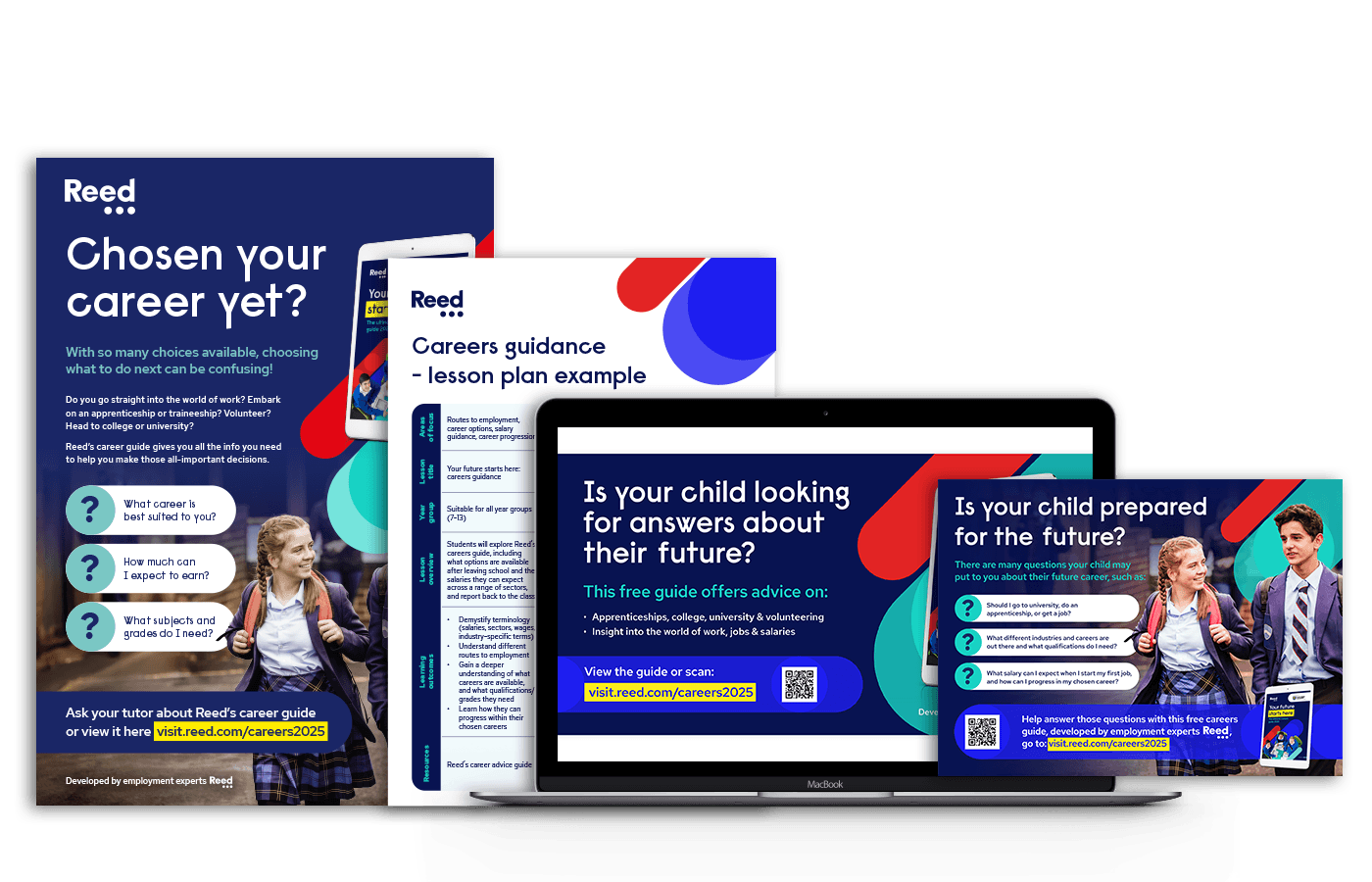 Graphic representing the resources in the careers guide promotional pack